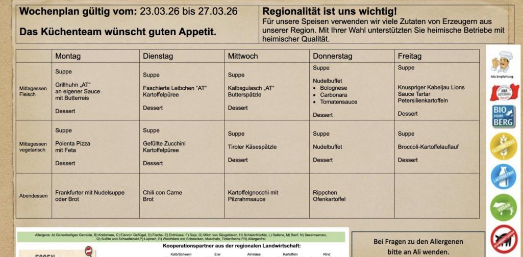 Info Wochenplan Info wochenplan